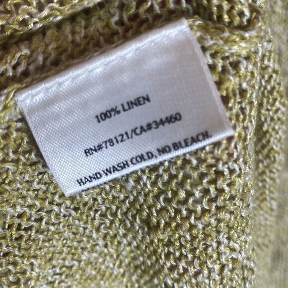 Eileen fisher sweater open knit linen yellow/white medium capsule sustainable - Picture 5 of 5